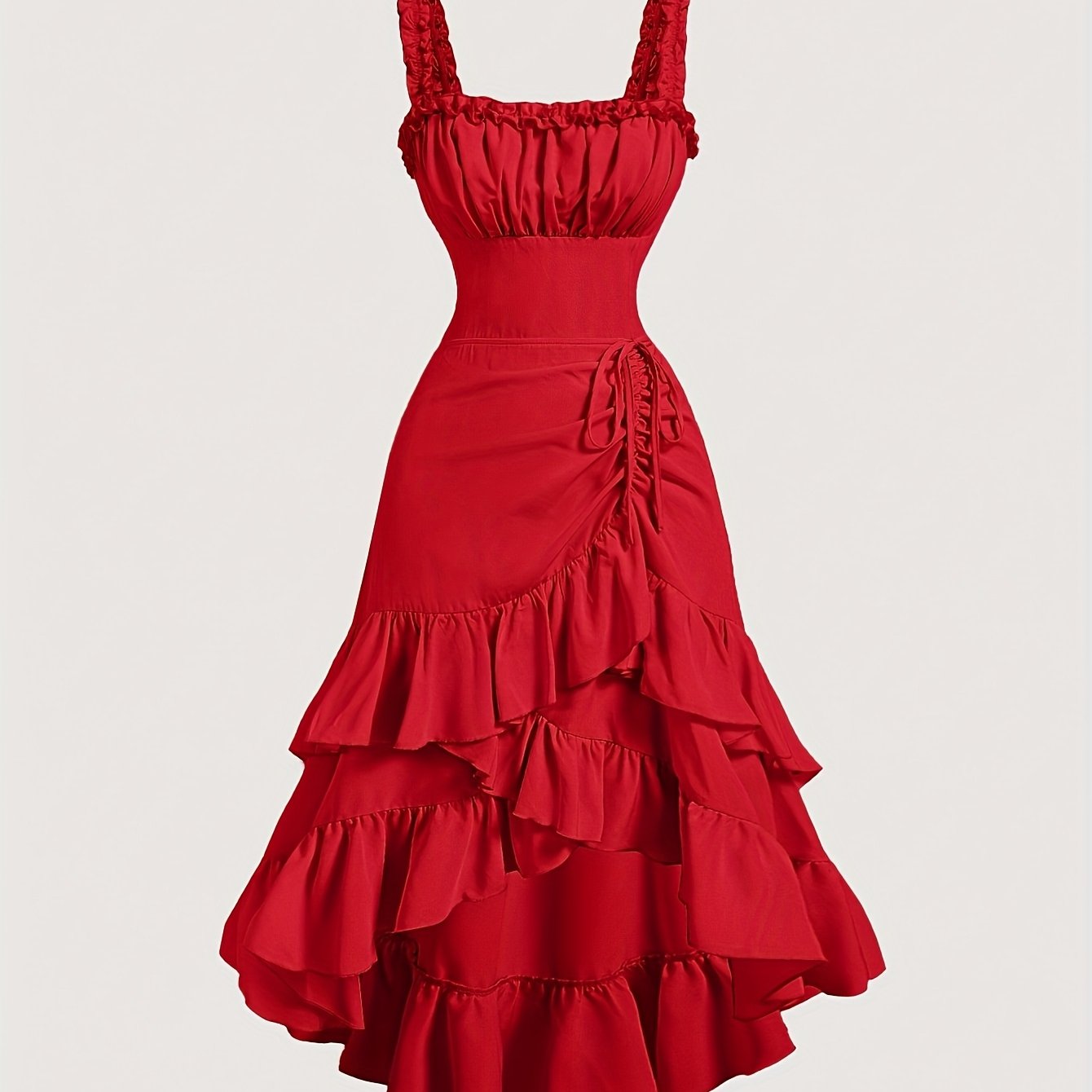 Plus Size Women'S Romantic Multi-Layer Vintage Court Style A-line Skirt With Lotus Petal Hem Dress