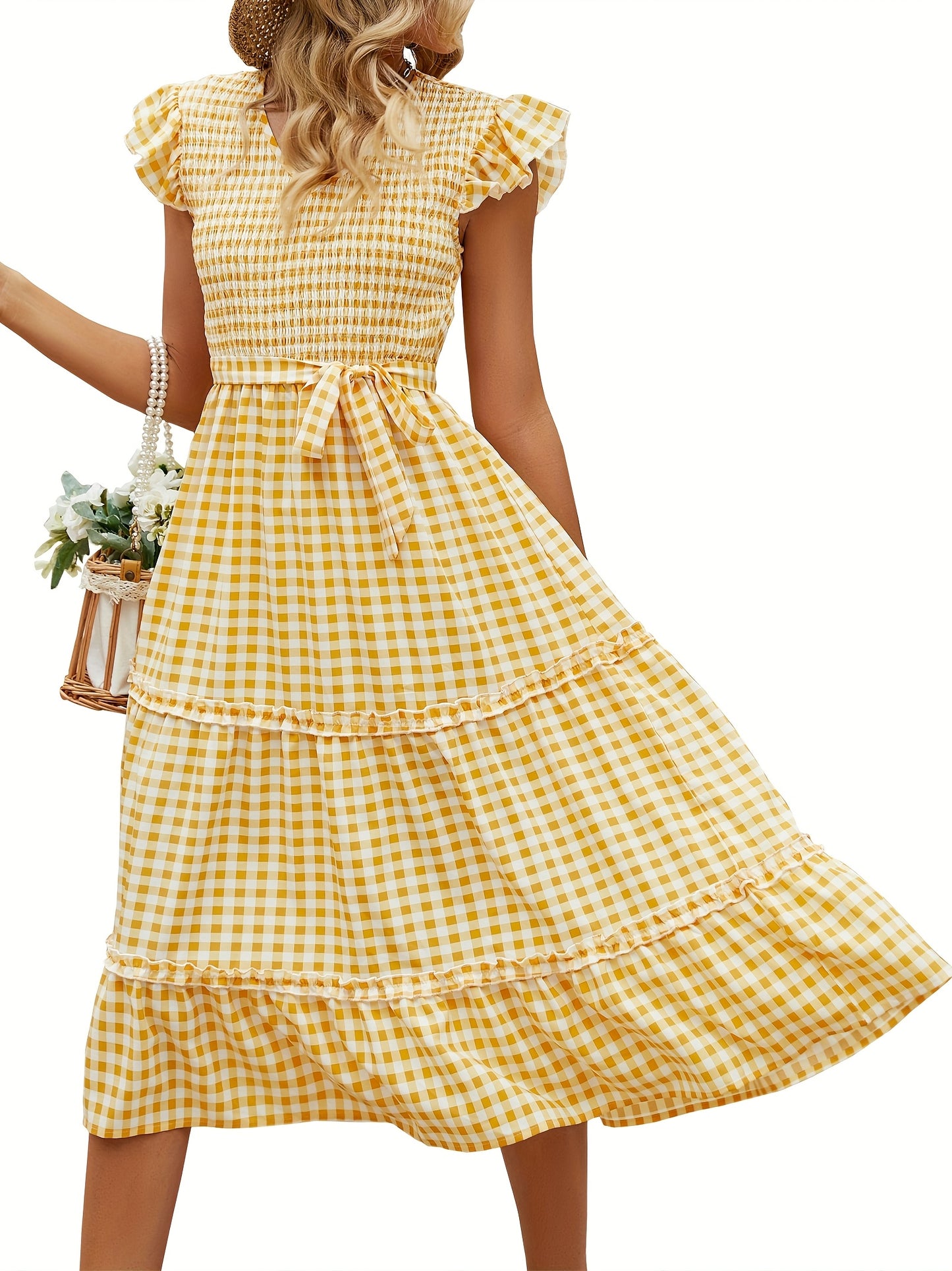 Women'S Summer V Neck Smocked Maxi Dress Puff Sleeve Pregnancy Baby Shower Photoshoot Dress