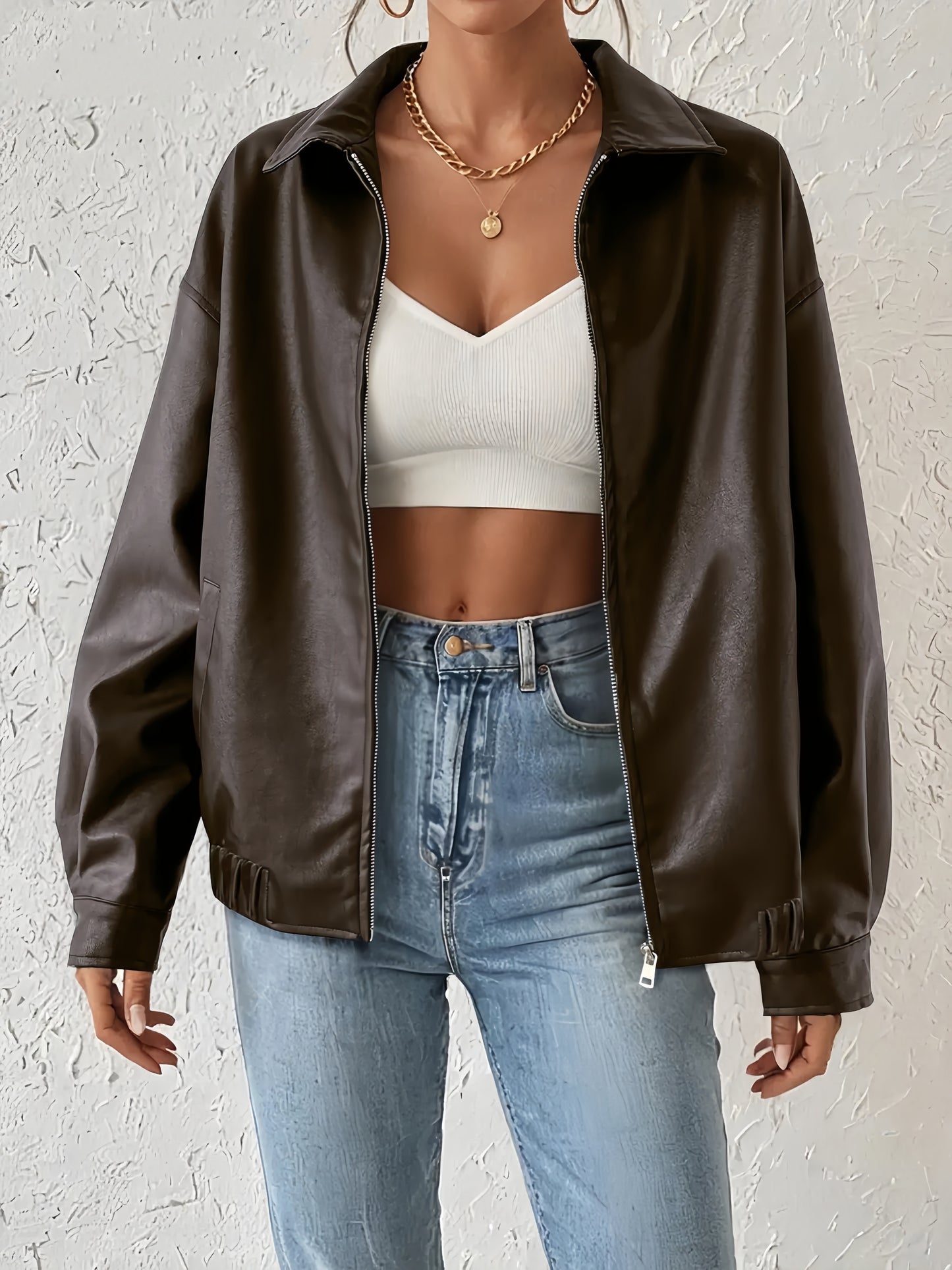 Chic Jacket Versatile Chic Women's Jacket | Casual Solid Color Zip-Up with Pockets | Ideal for All Seasons