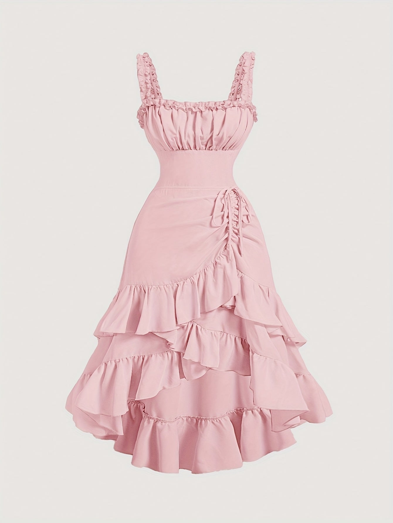 Plus Size Women'S Romantic Multi-Layer Vintage Court Style A-line Skirt With Lotus Petal Hem Dress