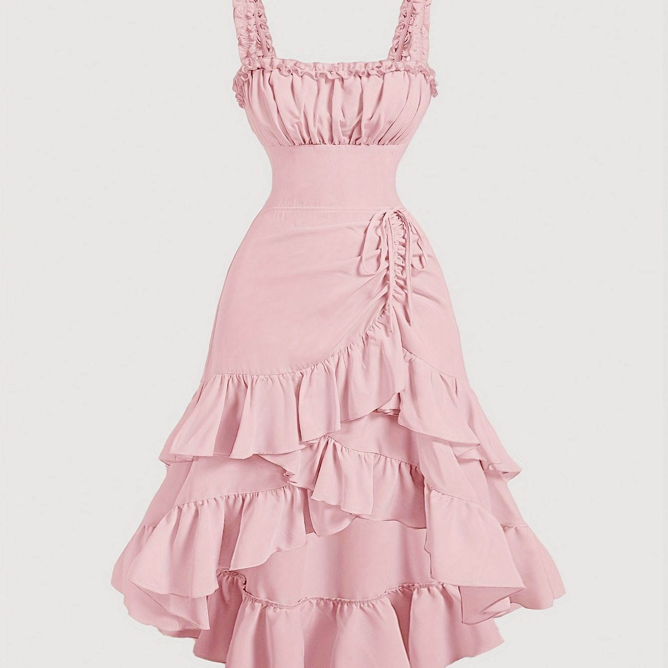 Plus Size Women'S Romantic Multi-Layer Vintage Court Style A-line Skirt With Lotus Petal Hem Dress
