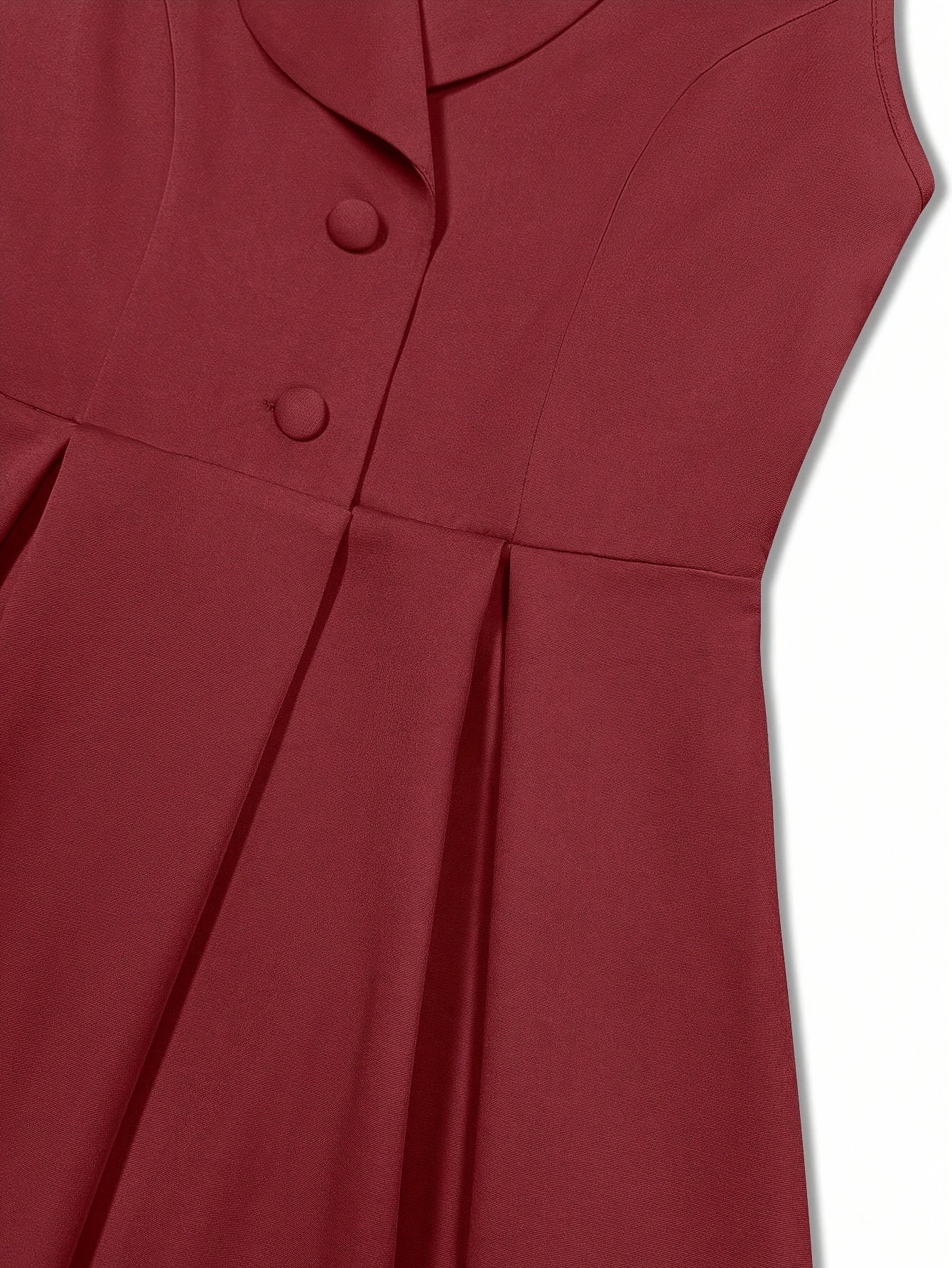 Women's Elegant Slim Fit Sleeveless V-Neckdress - Button-Up Front, Non-Stretchy Formal & Casual Outfit for Office, Party, Vacation - Machine Washable Women's Clothing, Party Attire, Timeless Fashion Piece, Smooth Fabric Finish