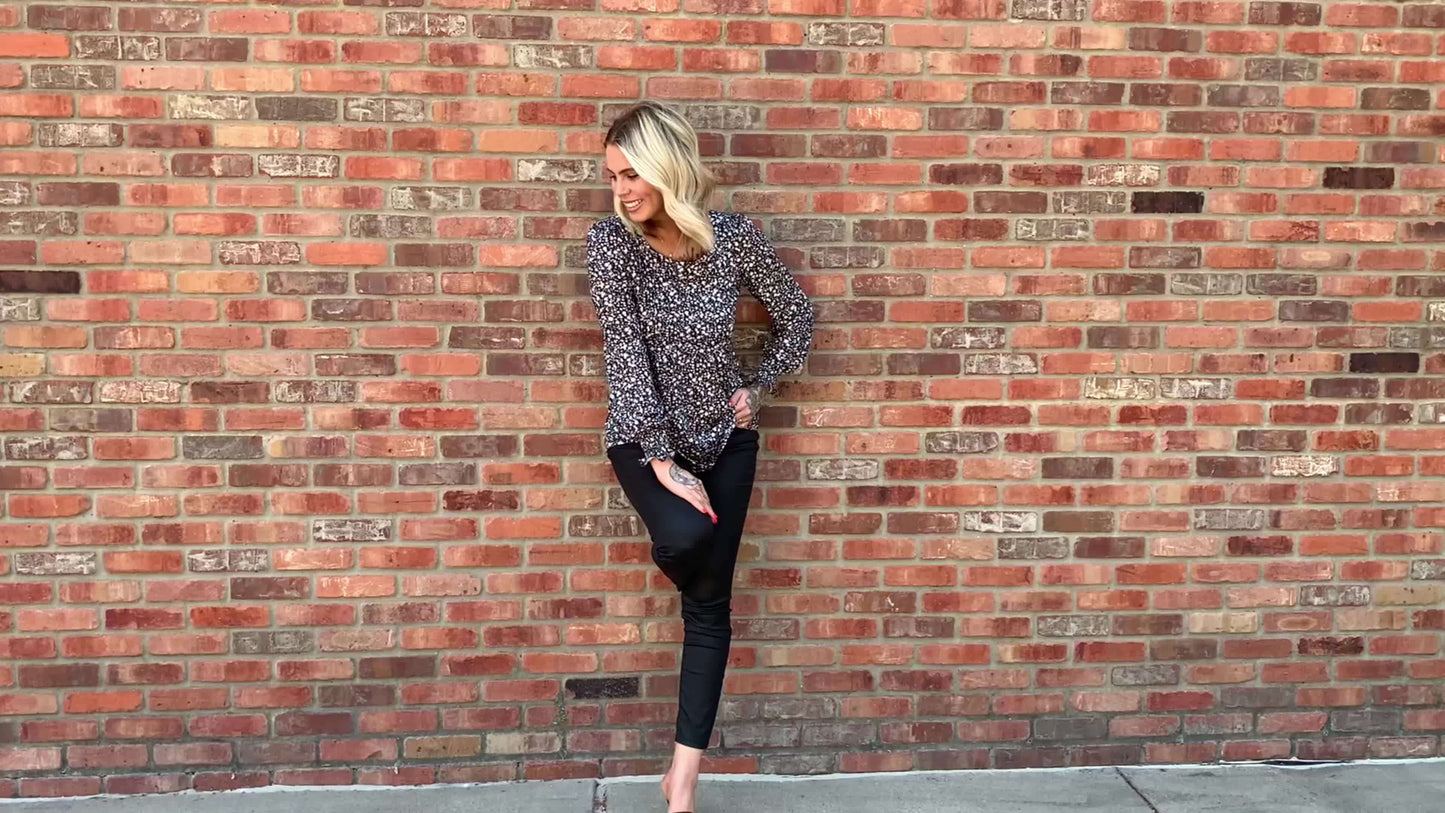 Women'S Casual Crew Neck Tunic Top - Long\u002FShort Sleeve, Ruched Chest, Loose Fit, Solid Color, Spring\u002FFall Fashion, Versatile Blouse | Relaxed Fit Shirt | Glossy Texture, Ladies T Shirts
