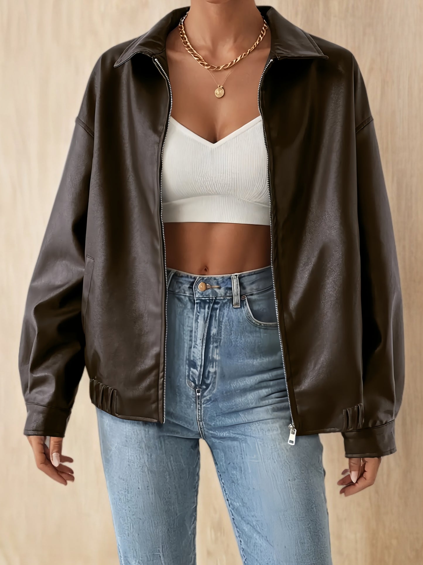 Chic Jacket Versatile Chic Women's Jacket | Casual Solid Color Zip-Up with Pockets | Ideal for All Seasons