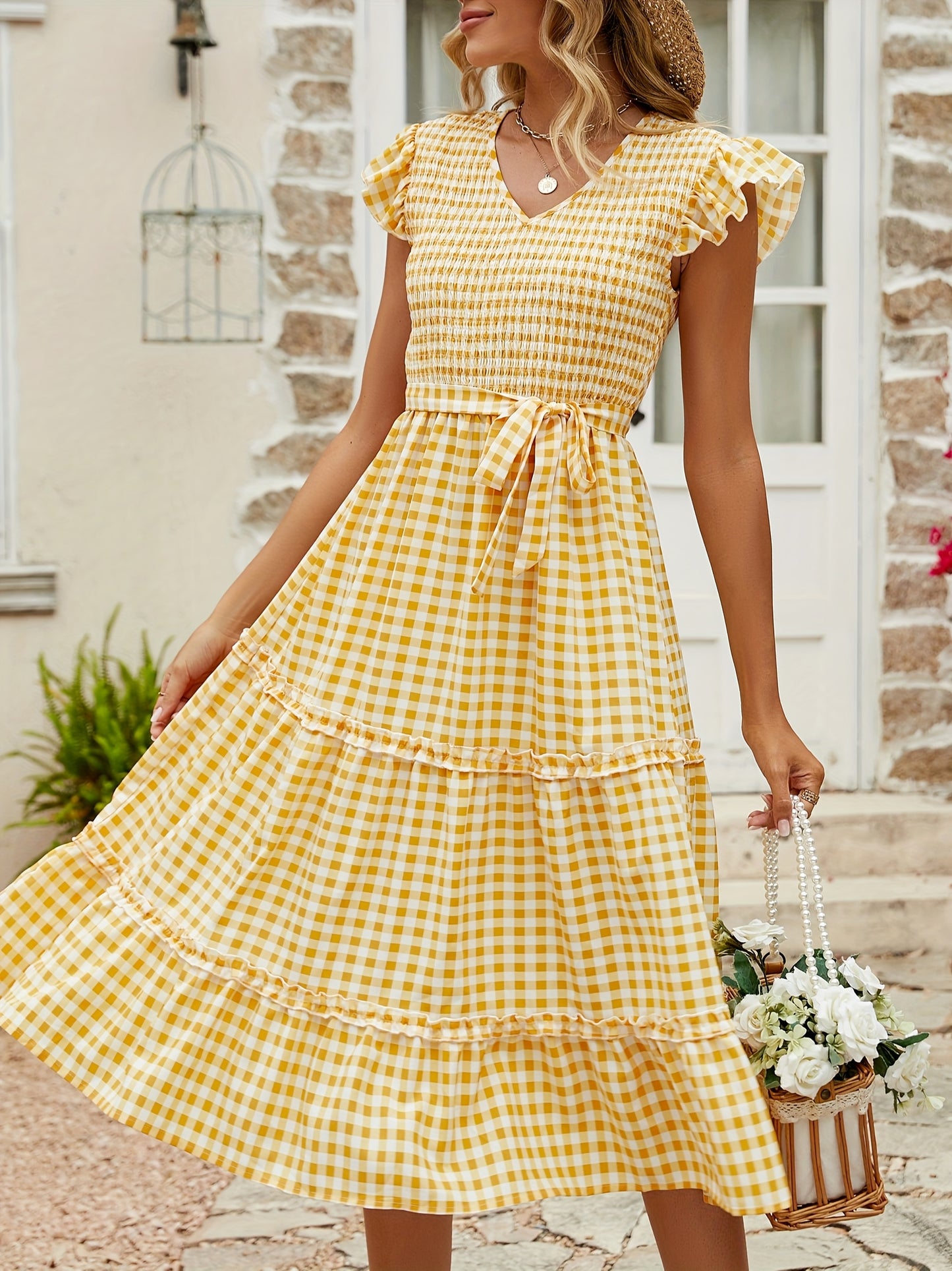 Women'S Summer V Neck Smocked Maxi Dress Puff Sleeve Pregnancy Baby Shower Photoshoot Dress