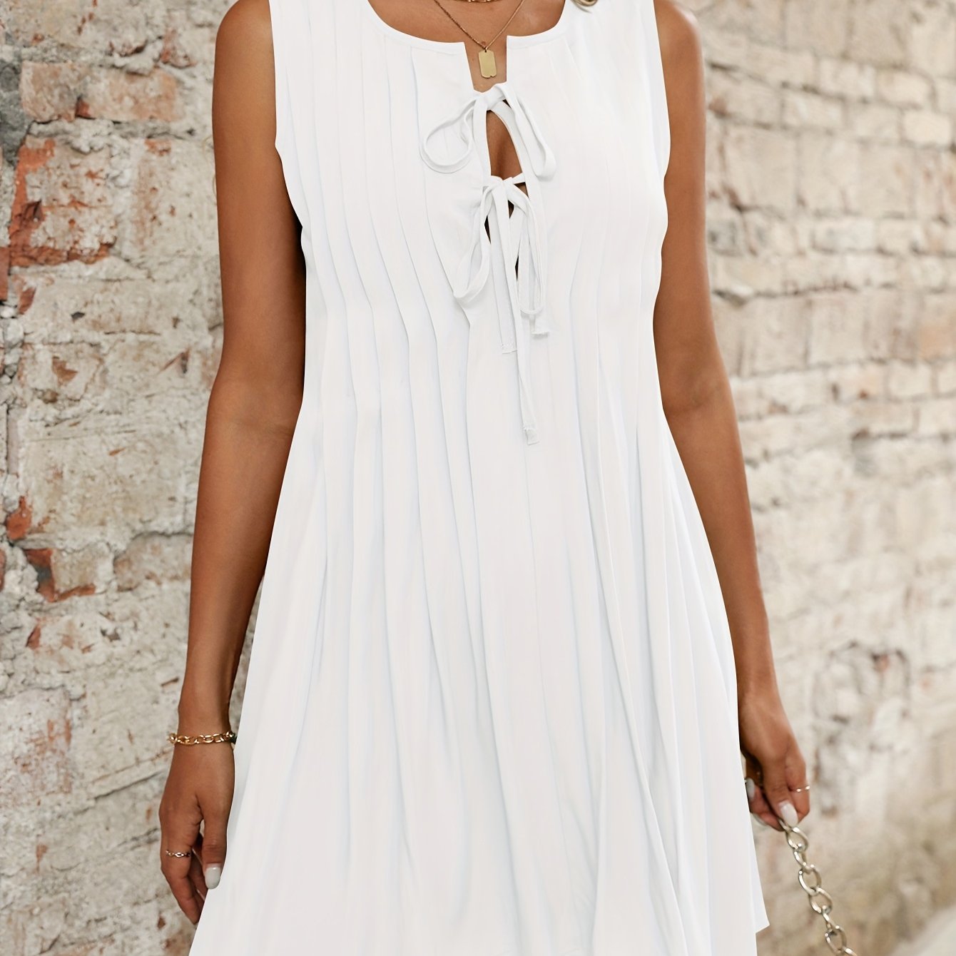 Women's Adjustable Bow Tie Front mini sundress - Lightweight A-Line party & casual dress, Machine Washable Everyday Summer Outfit for Women, Soft Fabric Dress