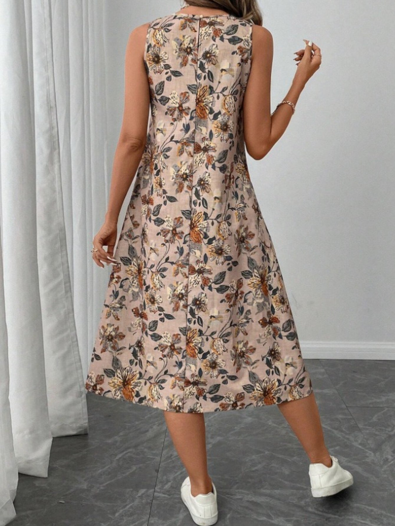 Women'S Floral Print Summer Tank Dress Sleeveless A Line Flowy Holiday Vacation Midi Dresses