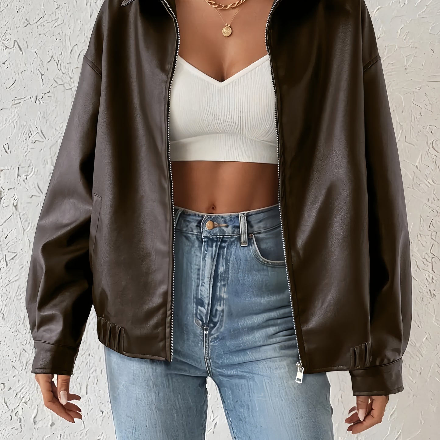Chic Jacket Versatile Chic Women's Jacket | Casual Solid Color Zip-Up with Pockets | Ideal for All Seasons