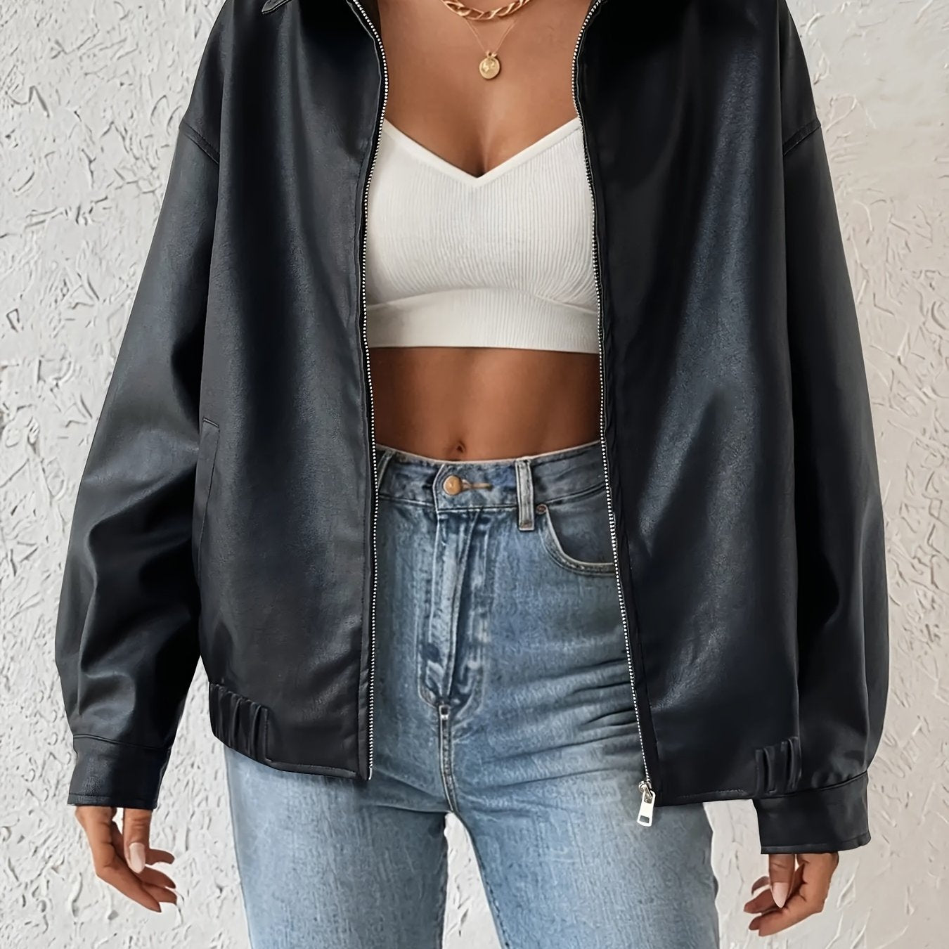 Chic Jacket Versatile Chic Women's Jacket | Casual Solid Color Zip-Up with Pockets | Ideal for All Seasons