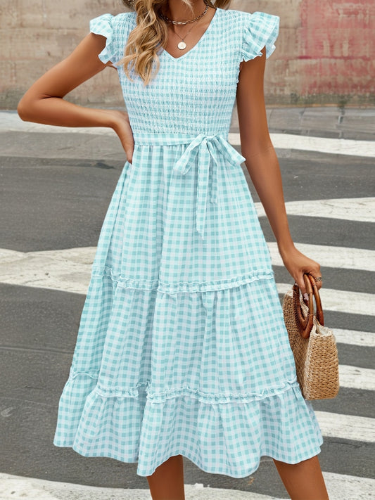 Women'S Summer V Neck Smocked Maxi Dress Puff Sleeve Pregnancy Baby Shower Photoshoot Dress
