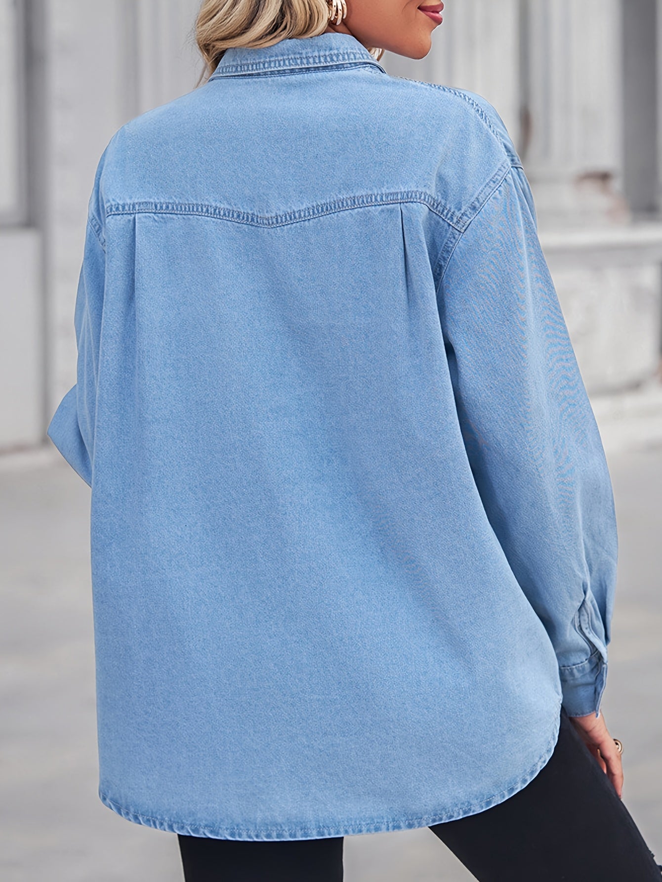 2025 Premium Women's Oversized Boyfriend Denim Jacket - Distressed Raw Hem & Fashionable Rips, All-Season Casual Streetwear Coat, Hand Washable, Casual Attire, Trendy Coat, Durable Fabric, Stylish Outerwear, Fashion Lovers